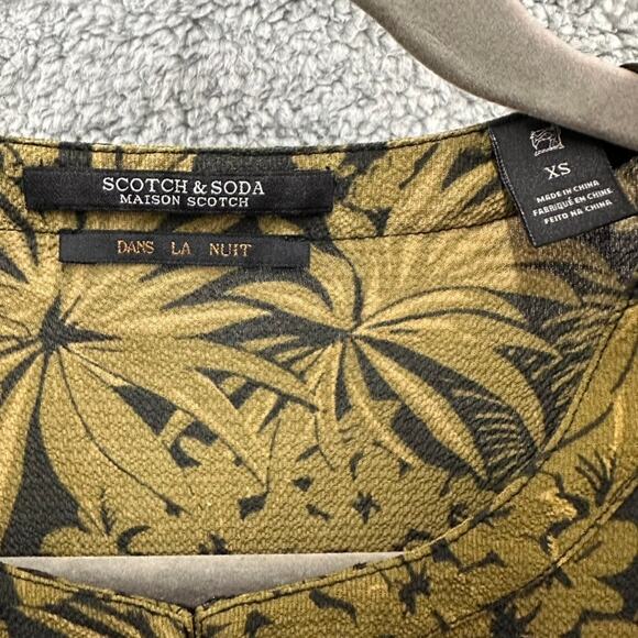Scotch &‎ Soda Women's XS Green Black Blouse Flowy Tropical Print Lightweight - Picture 6 of 11